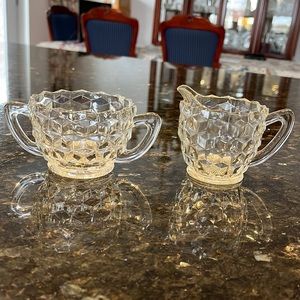 Vintage Crystal Creamer and Sugar Set
